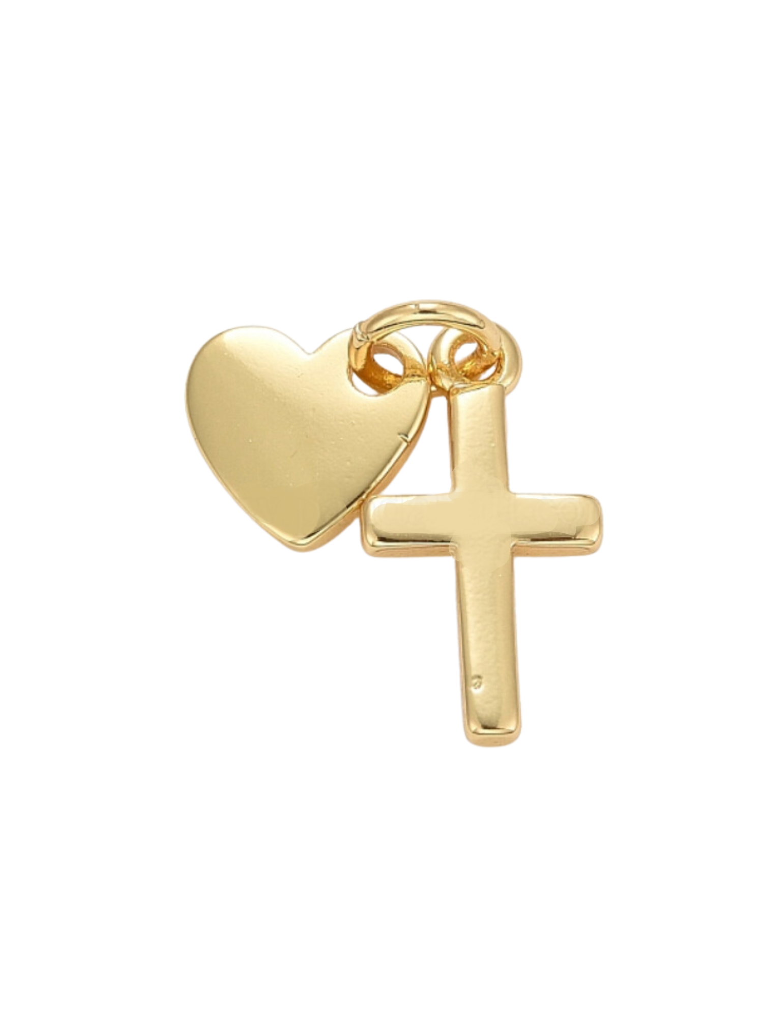Gold Heart and Cross Charm