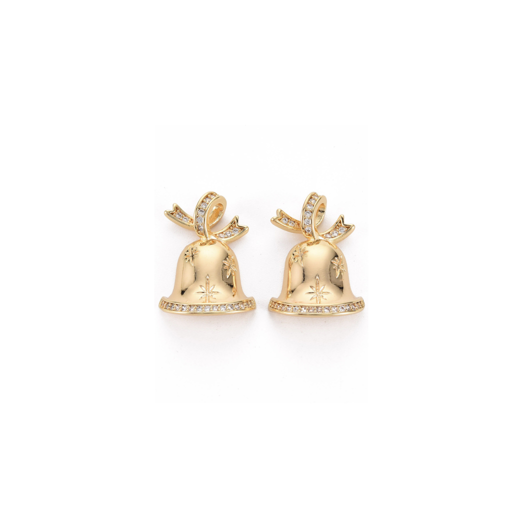 Gold CZ Jingle Bell Charm