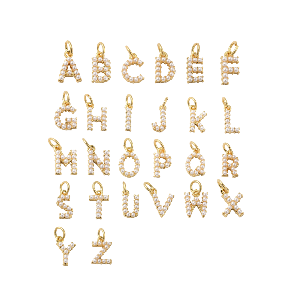 Gold Pearl Micro Initial Charm