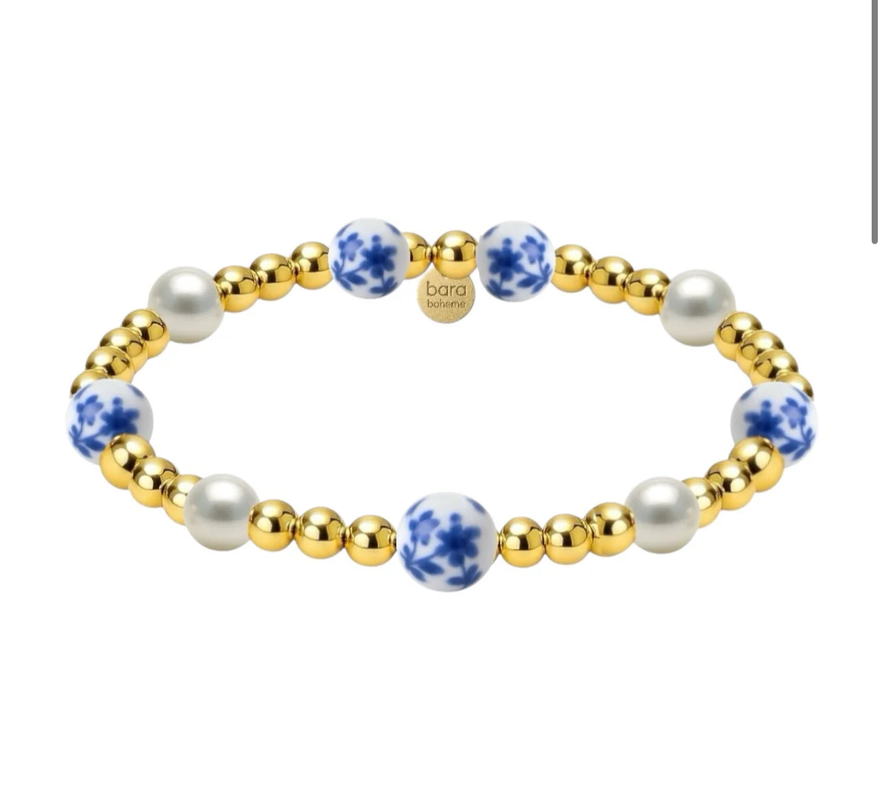 CHERRY BLOSSOM | GOLD FILLED BEADED BRACELET WITH PORCELAIN