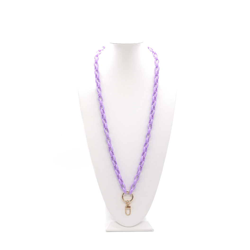 Front of the Pastel Purple Lanyard Charm Necklace