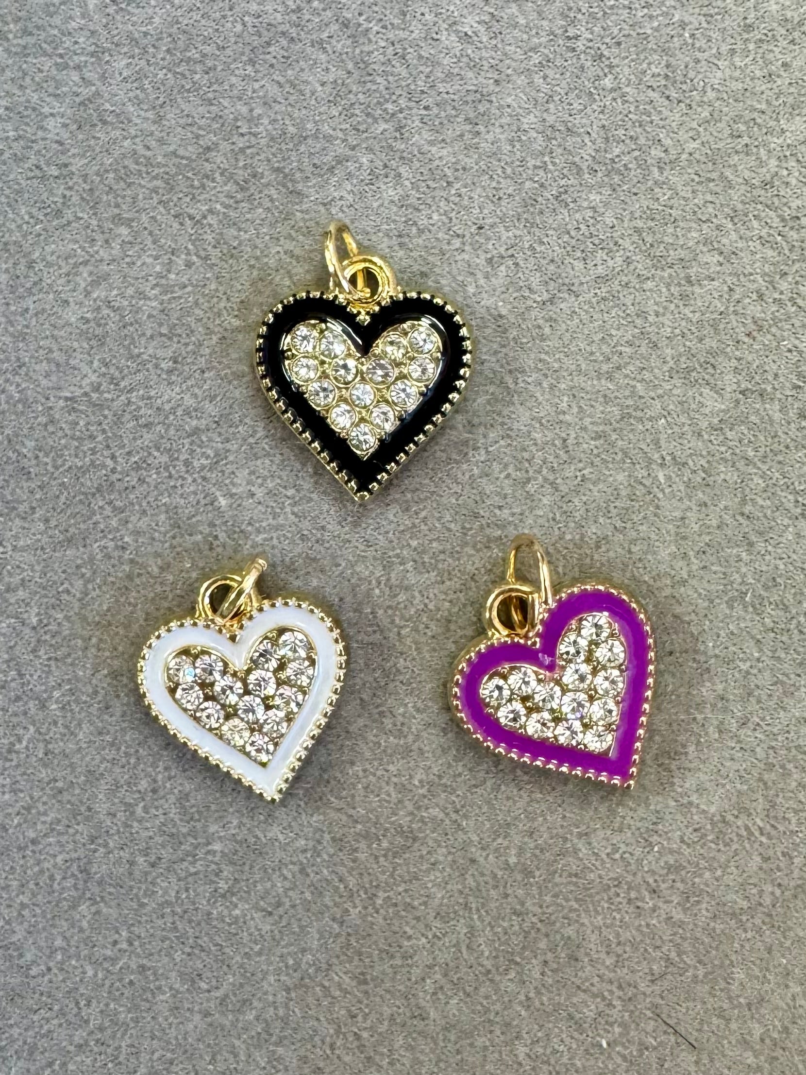 Black Bling Heart Charm