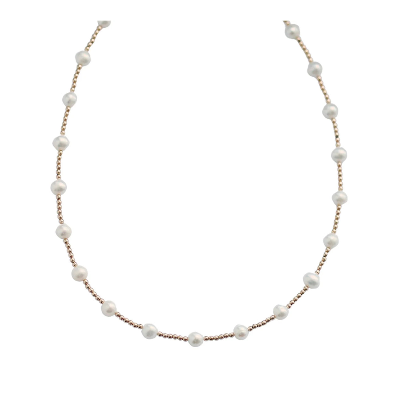 "BARA" 14K GOLD FILLED & PEARL BEADED CHOKER/NECKLACE