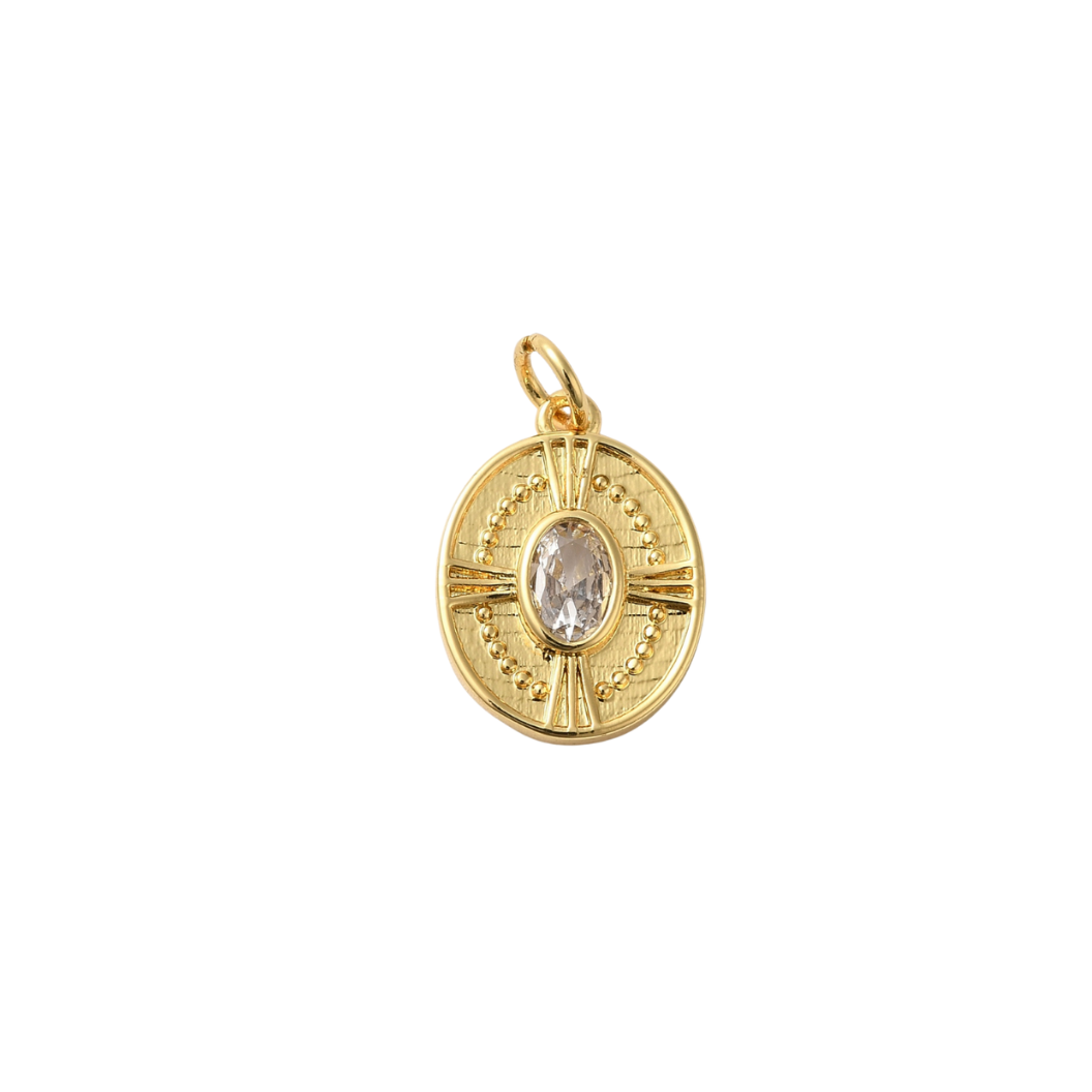 Front View of the Gold Solis Medallion Charm