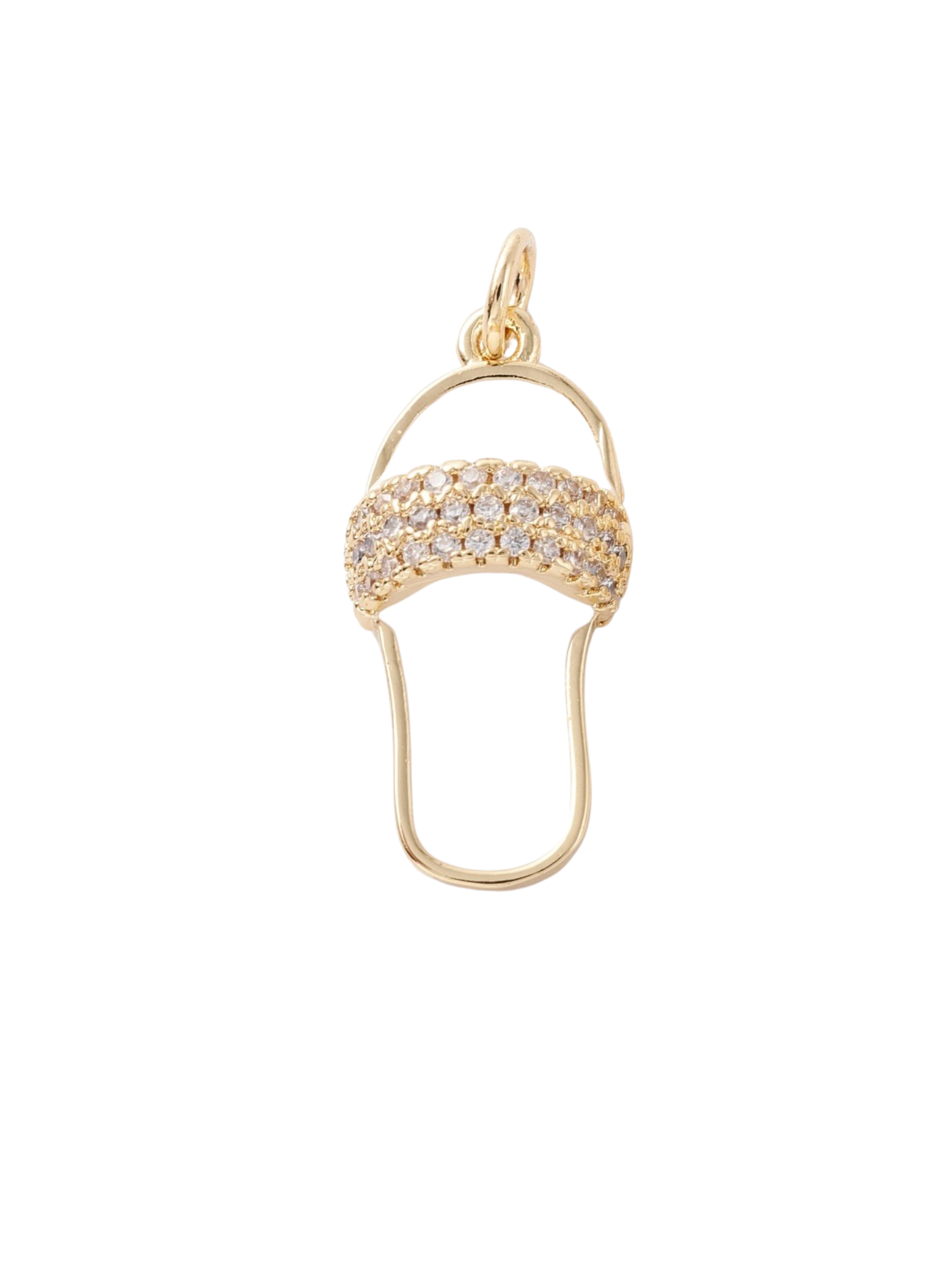 Front view of the White and Cubic Zirconia Flip-Flop Charm