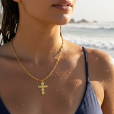 Gold Abstract Cross Charm | Waterproof Stainless Steel
