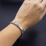 Italian Bracelet Charm - Pink & White Hearts