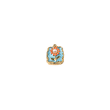 Gold Floral with Pearl Tile Charm - Waterproof Stainless Steel