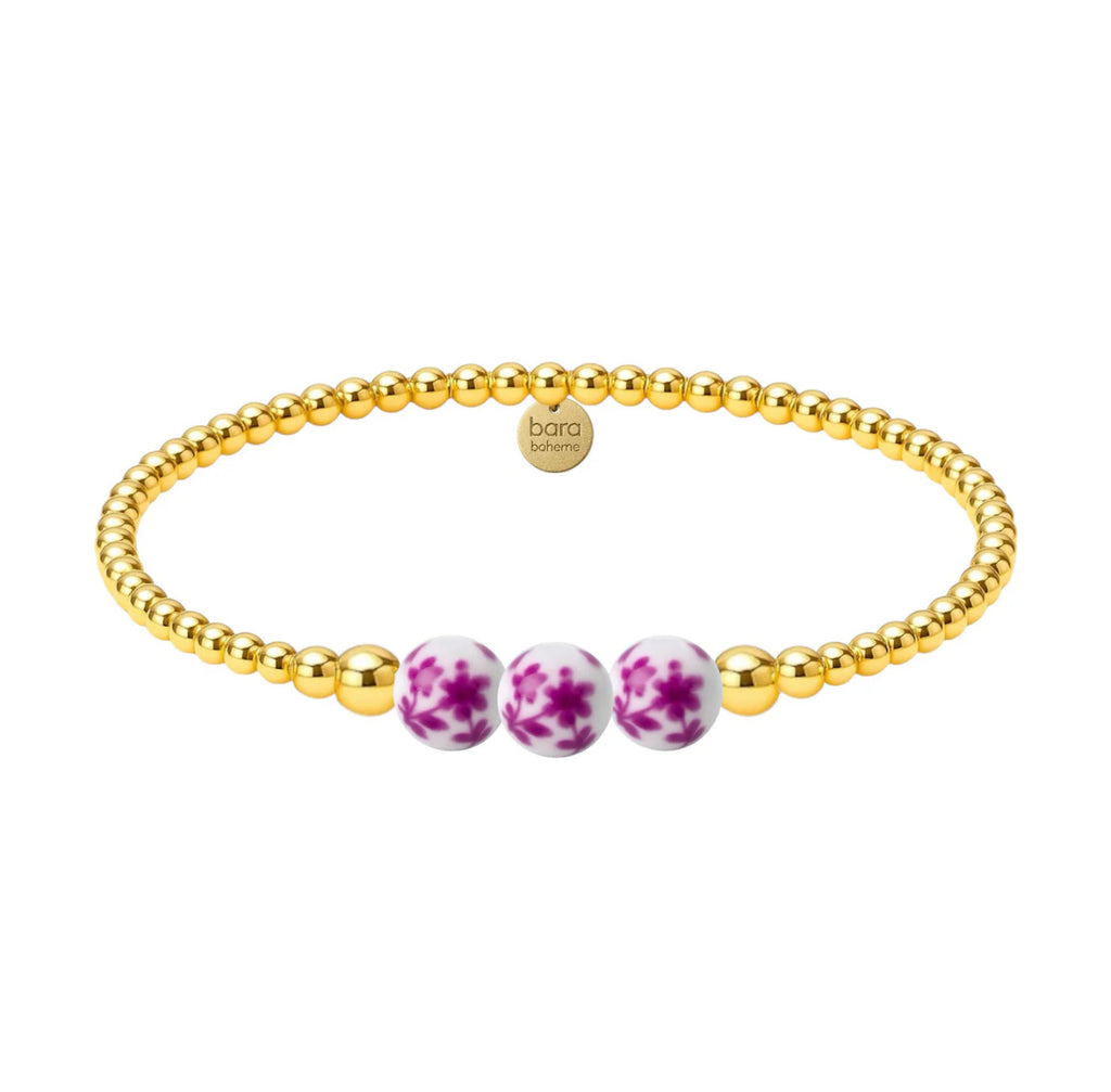 MAGNOLIA | GOLD FILLED BEADED BRACELET WITH PORCELAIN