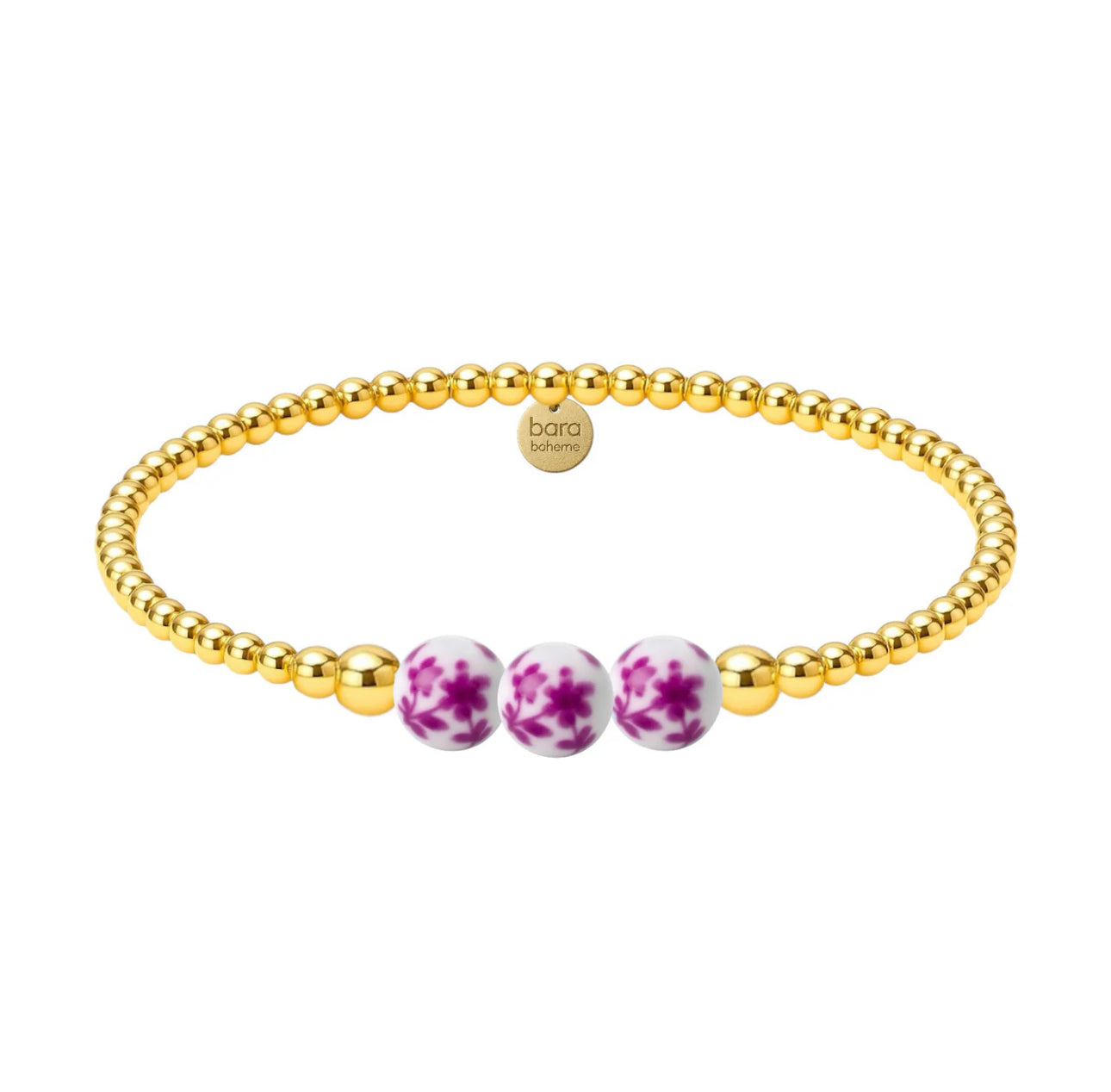 MAGNOLIA | GOLD FILLED BEADED BRACELET WITH PORCELAIN
