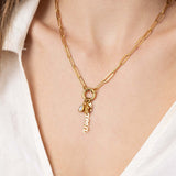 18K Gold Stainless Steel Mama Charm Holder Necklace Gift Set