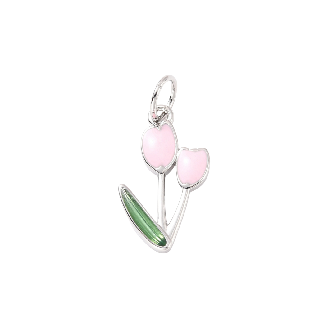 Front View of the Silver Springtime Bloom Tulip Charm | Assorted