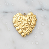 Gold Scalloped Flora Heart Charm | Waterproof Stainless Steel