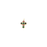 Gold Colorful Gem Cross Charm | Waterproof Stainless Steel