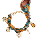 Colette Scarf Charm Bracelet in Orange & Teal