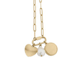18K Gold Pearl Sunburst Charm Holder Necklace Gift Set