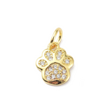 Gold and Cubic Zirconia Paw Print Charm