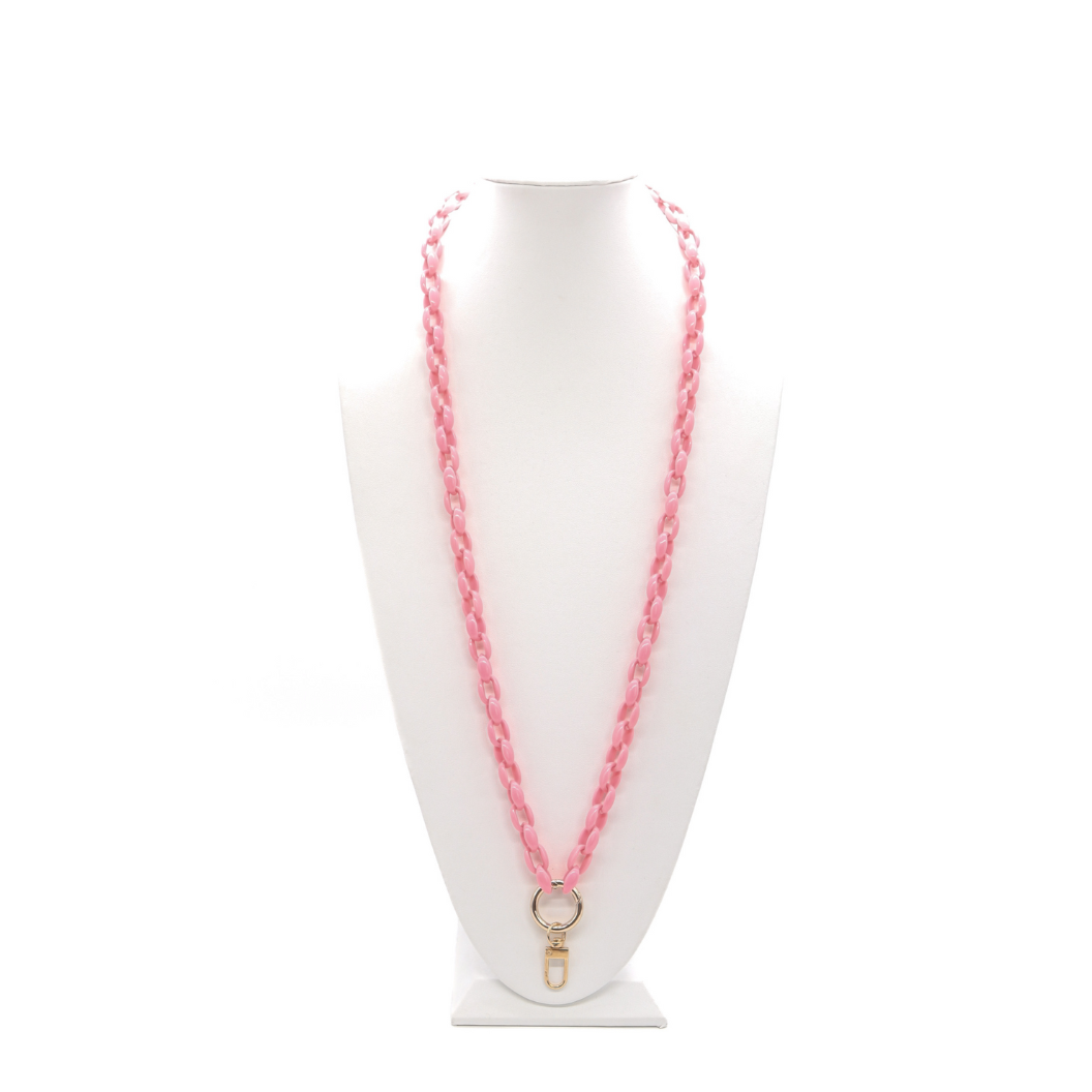 Front of the Pastel Pink Lanyard Charm Necklace