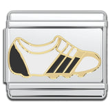 Italian Bracelet Charm - Black & White Cleats Sneakers