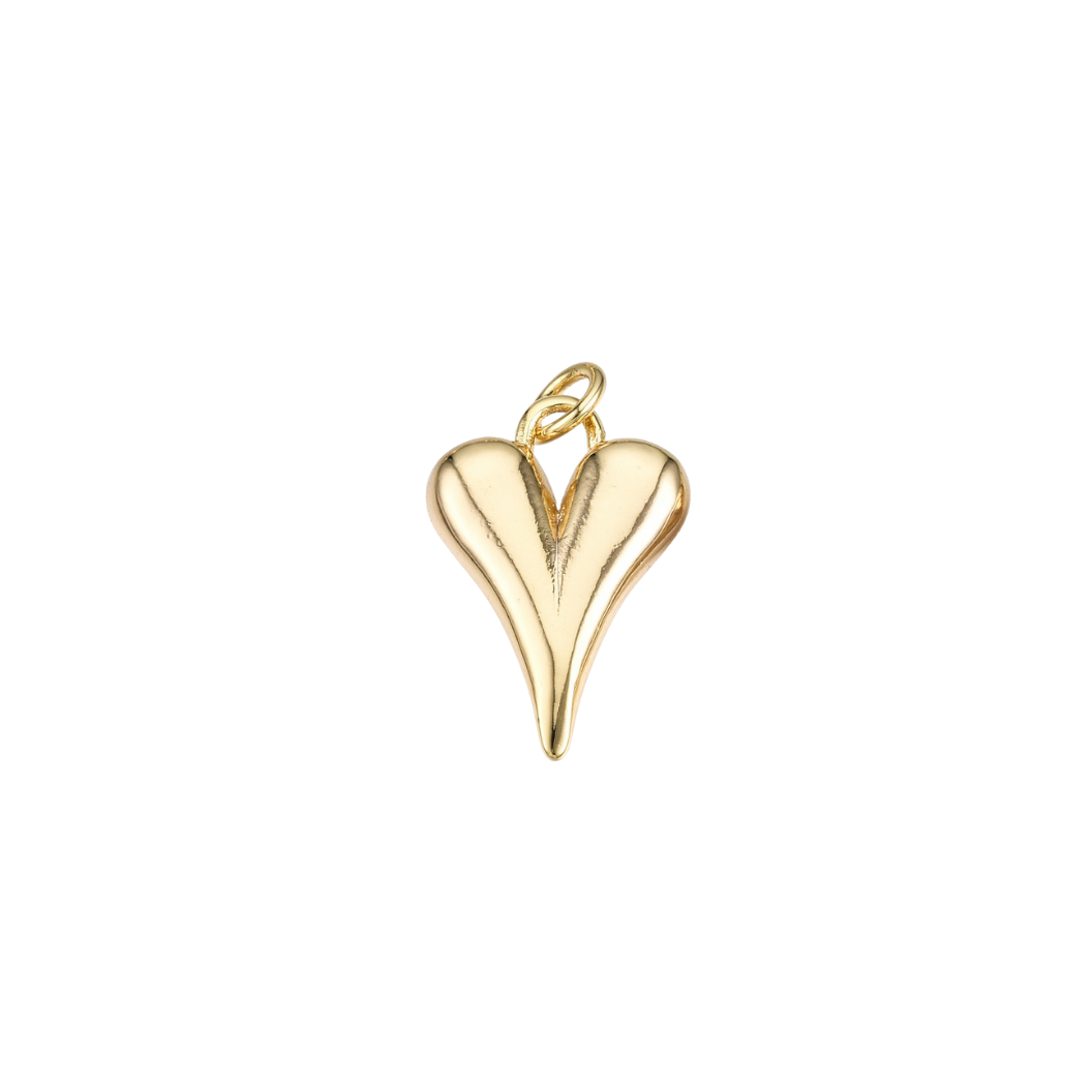 Front view of the Gold Micro Puff Heart Charm