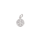 Front View of the Silver Peace Sign with Cubic Zirconia Charm
