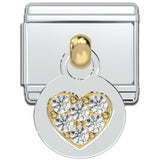 Italian Charm Bracelet Charms - Dangle Rhinestone Heart Links