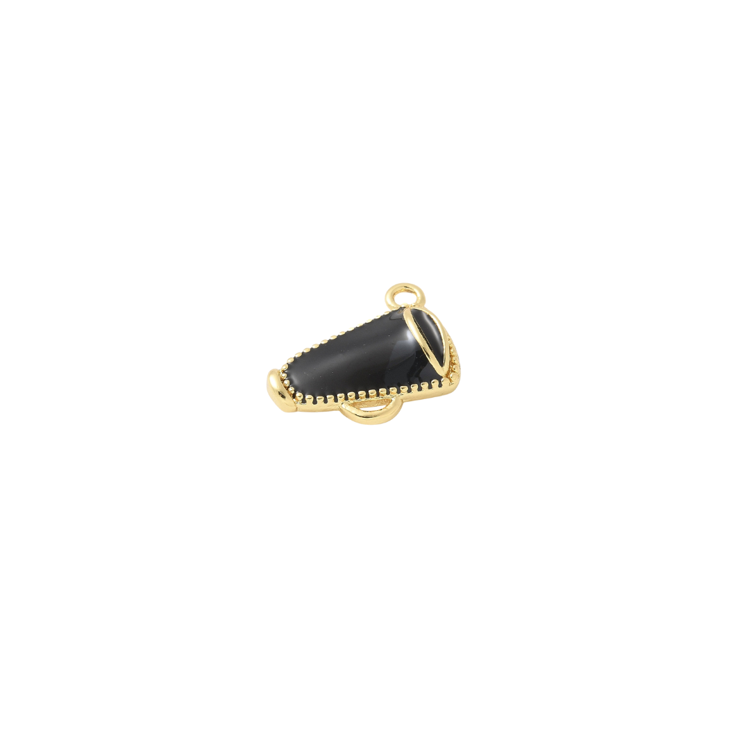 Side View of the Gold Black Cheer Megaphone Charm