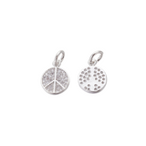 Front & Back View of the Silver Peace Sign with Cubic Zirconia Charm