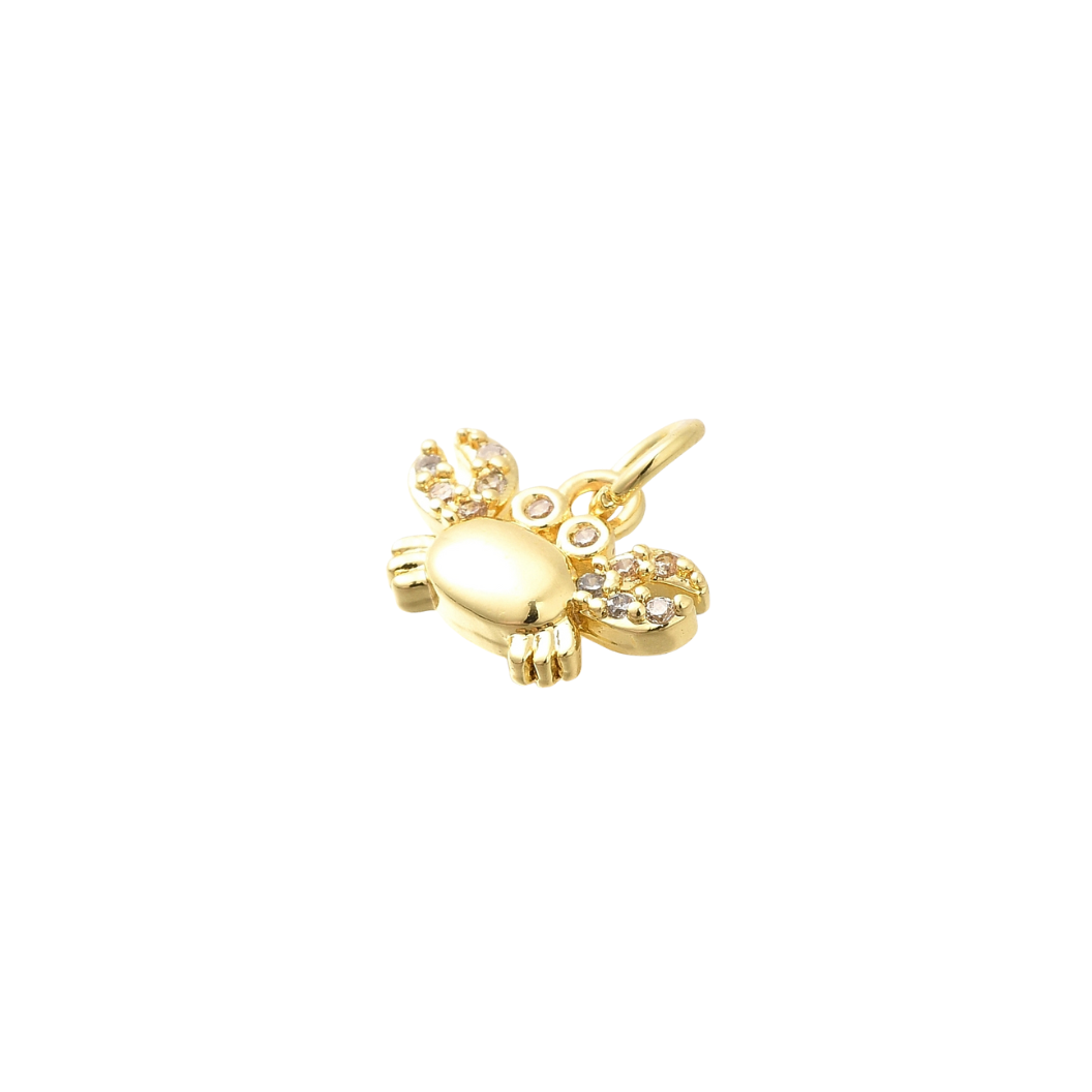 Front View of the Gold Crab with Cubic Zirconia Charm