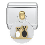 Italian Bracelet Dangle Charm - 2 Cats (Black/White)