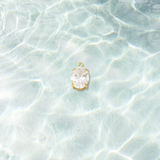 Gold Pure Brilliance Oval Cubic Zirconia Charm | Waterproof Stainless Steel
