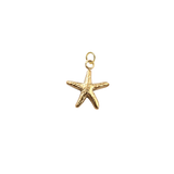 Gold Hammered Starfish Shell Charm | Waterproof Stainless Steel