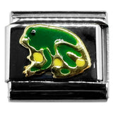 Italian Bracelet Charm - Green & Yellow Frog