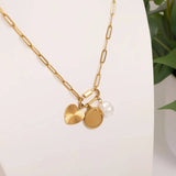 18K Gold Pearl Sunburst Charm Holder Necklace Gift Set
