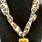 Leopard Scarf Necklace - Brown