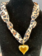 Leopard Scarf Necklace - Brown