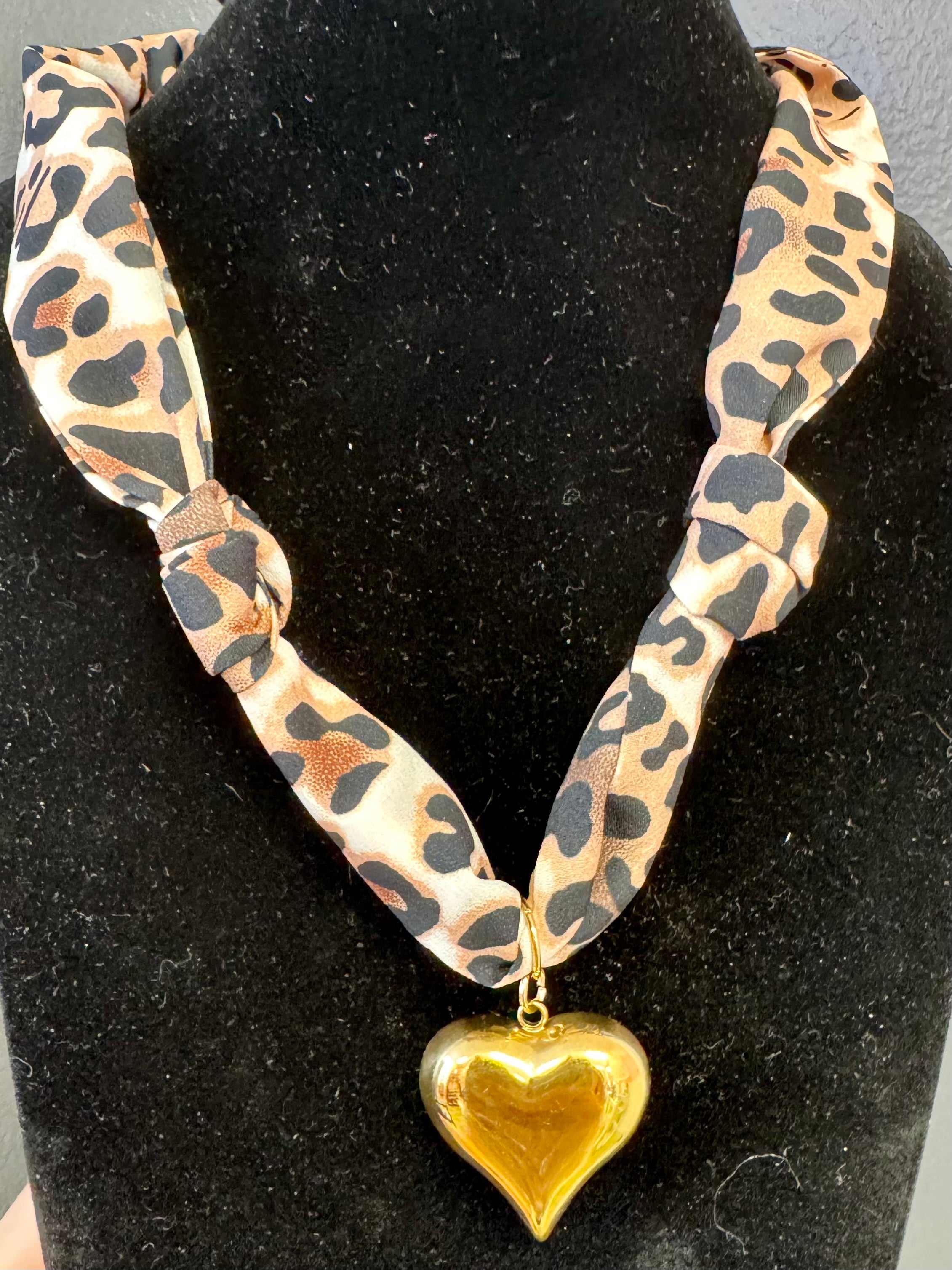 Leopard Scarf Necklace - Brown