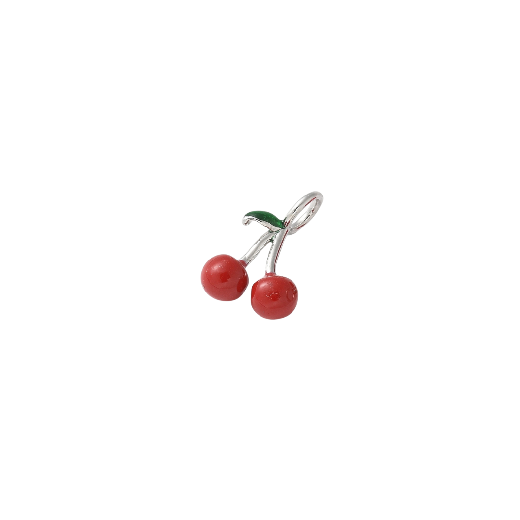 Front View of the Silver Sweet Duo Cherry Charm