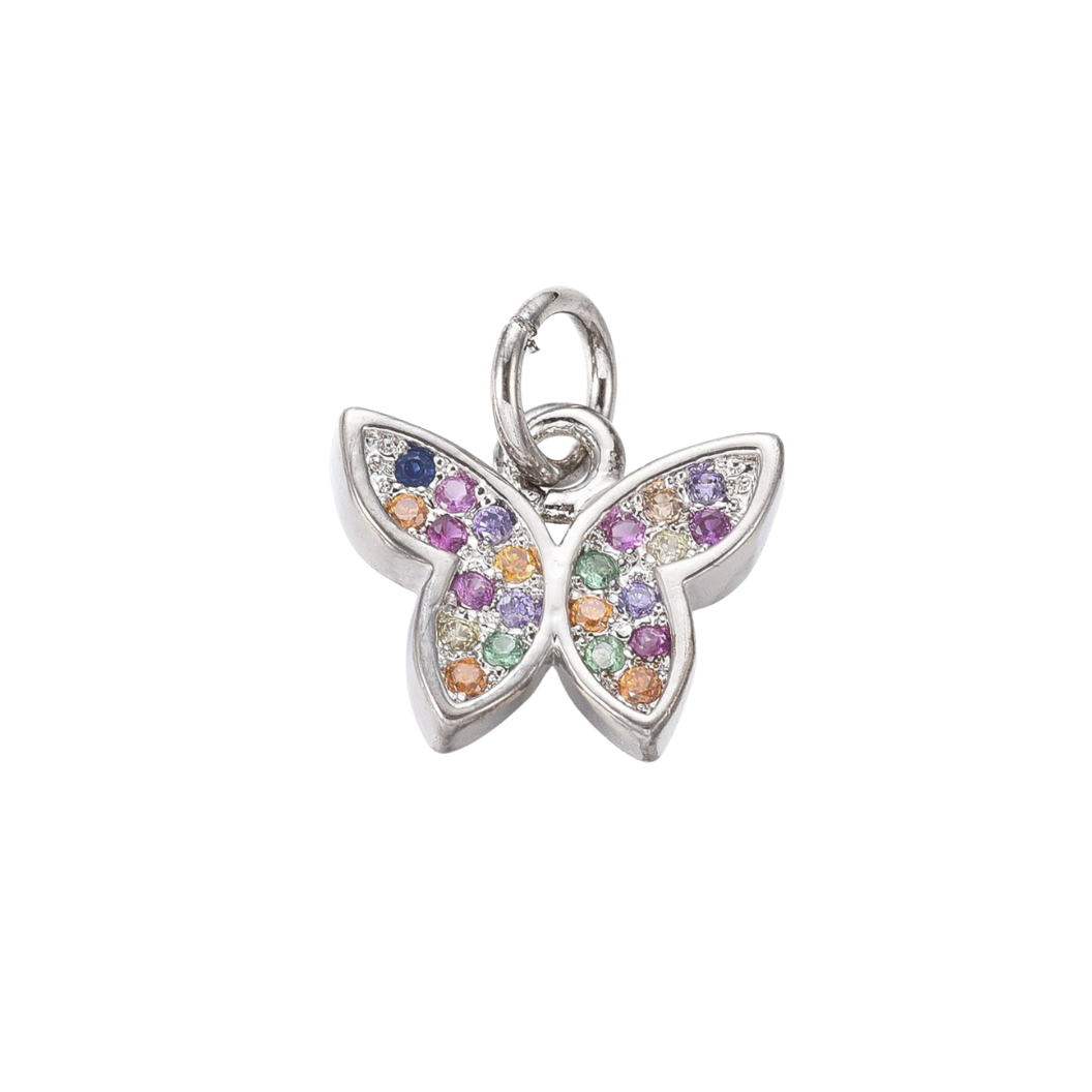 Transparent Silver Butterfly with Cubic Zirconia Charm 