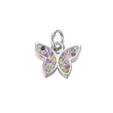 Transparent Silver Butterfly with Cubic Zirconia Charm 