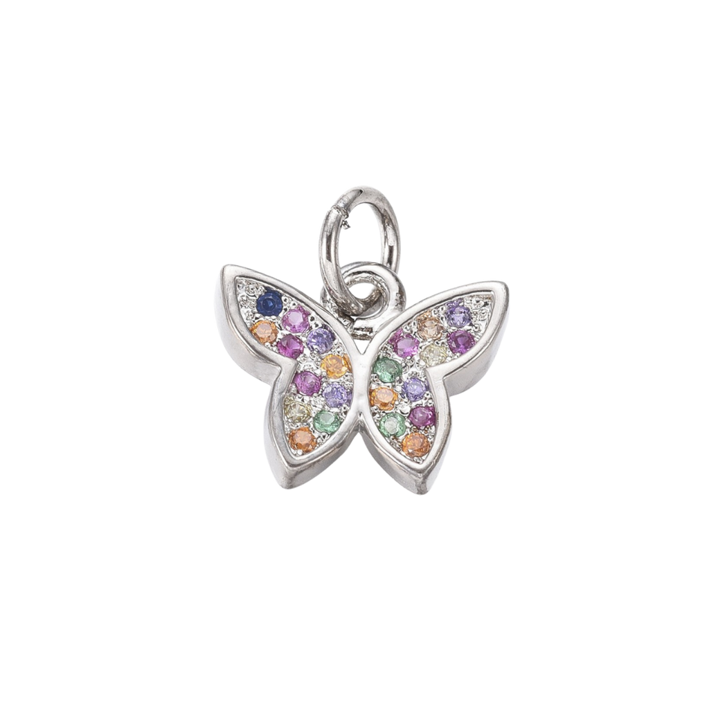 Transparent Silver Butterfly with Cubic Zirconia Charm 