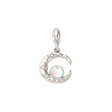 Silver Iridescent Bubble Moon Charm - front view 