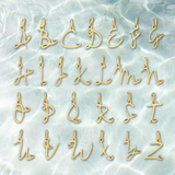 Gold Cursive Initial Letter | Waterproof Stainless Steel Charm