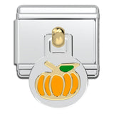 Italian Bracelet Dangle Charm - Halloween Pumpkin Holiday Links