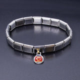 Italian Bracelet Dangle Charm - Horseshoe (Gold/Red)