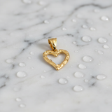 Gold Open Hammered Heart Charm | Waterproof Stainless Steel