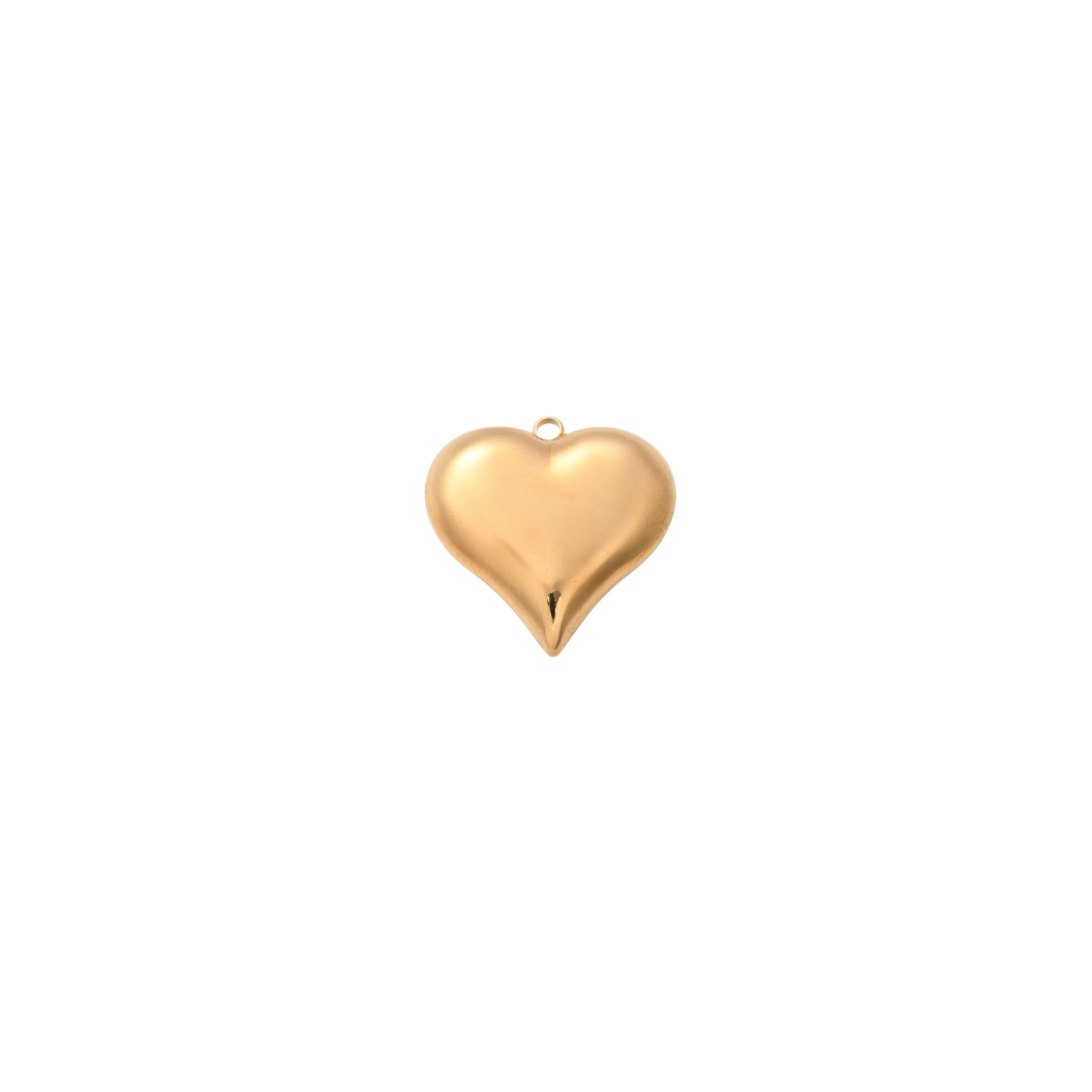 Front View of the Light Gold Puff Heart Charm