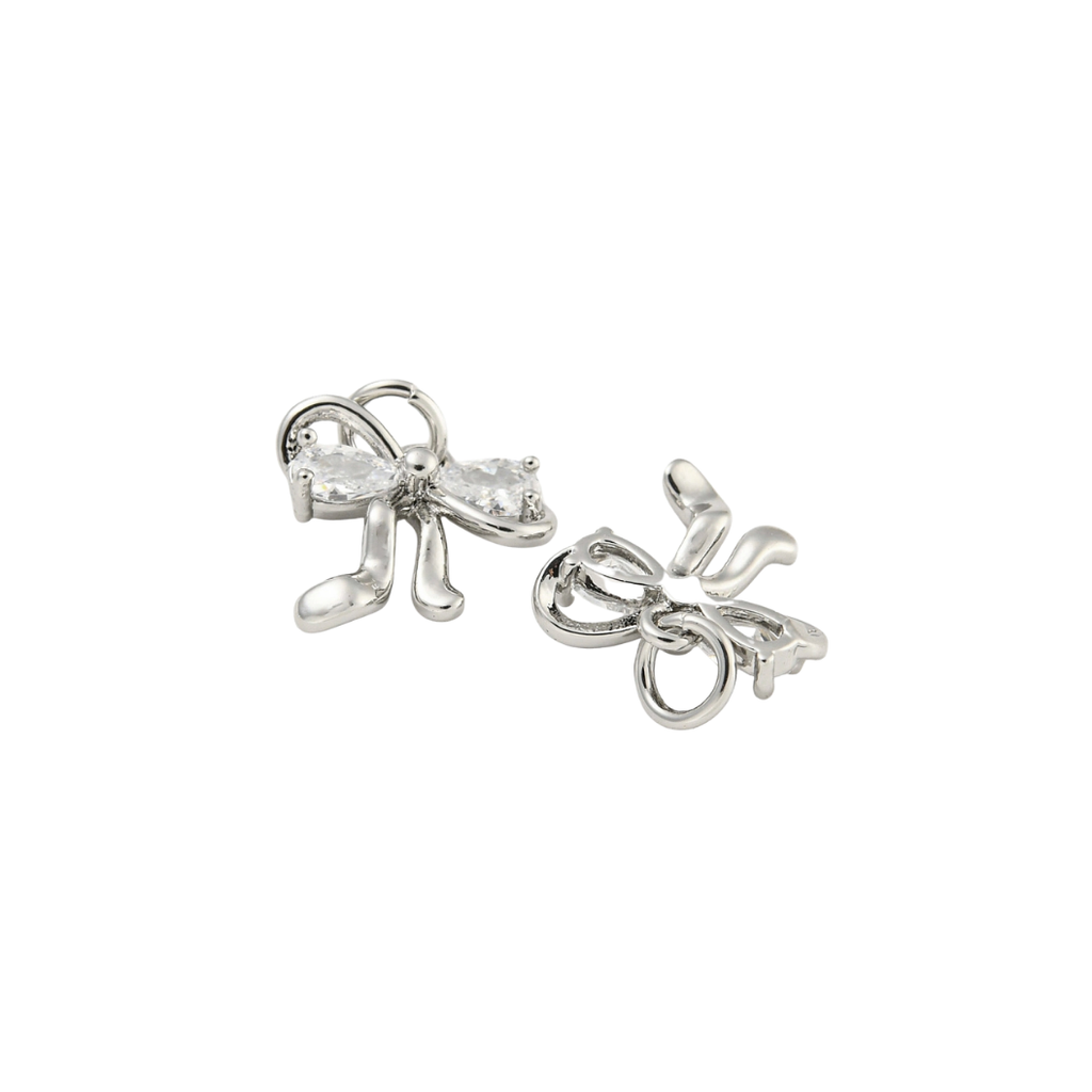 Front & back view of the Silver Starlight Bow with Cubic Zirconia Charm
