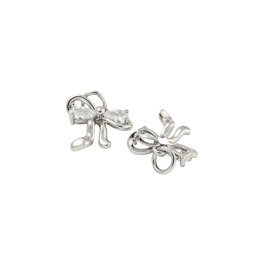 Front & back view of the Silver Starlight Bow with Cubic Zirconia Charm