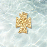 Gold Cross My Heart Charm | Waterproof Stainless Steel